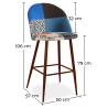 Buy Patchwork Upholstered Bar Stool Scandinavian Design with Dark Metal Legs - Evelyne Pixi Multicolour 59951 with a guarantee