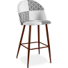 Buy Patchwork Upholstered Stool - Scandinavian Style - Black and White - Evelyne White / Black 59952 - prices