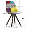 Buy Dining Chair Denisse Upholstered Scandi Design Dark Wooden Legs Premium - Patchwork Ray Multicolour 59957 with a guarantee