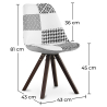 Buy Dining Chair Denisse Upholstered Scandi Design Dark Wooden Legs Premium - Patchwork Sam White / Black 59959 with a guarantee