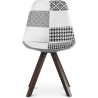 Buy Dining Chair Denisse Upholstered Scandi Design Dark Wooden Legs Premium - Patchwork Sam White / Black 59959 - in the EU