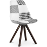 Buy Dining Chair Denisse Upholstered Scandi Design Dark Wooden Legs Premium - Patchwork Sam White / Black 59959 - prices