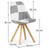 Buy Dining Chair Denisse Upholstered Scandi Design Wooden Legs Premium - Patchwork Sam White / Black 59964 with a guarantee