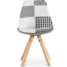 Buy Dining Chair Denisse Upholstered Scandi Design Wooden Legs Premium - Patchwork Sam White / Black 59964 - in the EU