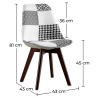 Buy Dining Chair Denisse Upholstered Scandi Design Dark Wooden Legs Premium New Edition - Patchwork Sam White / Black 59969 with a guarantee