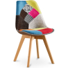 Buy Dining Chair Denisse Upholstered Scandi Design Wooden Legs Premium New Edition - Patchwork Simona Multicolour 59971 - prices