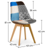 Buy Dining Chair Denisse Upholstered Scandi Design Wooden Legs Premium New Edition - Patchwork Pixi Multicolour 59973 with a guarantee
