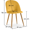 Buy Dining Chair Accent Velvet Upholstered Scandi Retro Design Wooden Legs - Evelyne Yellow 59990 with a guarantee