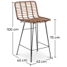 Buy Wicker Bar Stool with Backrest - Boho Bali Design - 75cm - Catori Natural wood 59995 Home delivery