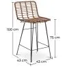 Wicker Bar Stool with Backrest - Boho Bali Design - 75cm - Catori image 7