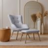  Armchair with Footrest - Upholstered in Linen - Huda image 7