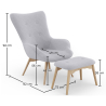 Buy Upholstered Armchair with Footrest - Scandinavian Style - Huda Light grey 60084 - prices