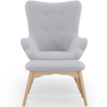 Buy  Armchair with Footrest - Upholstered in Linen - Huda Light grey 60084 - prices