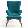 Armchair with Footrest - Upholstered in Velvet - Scandinavian Style - Huda image 7