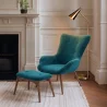Armchair with Footrest - Upholstered in Velvet - Scandinavian Style - Huda image 7