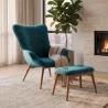 Armchair with Footrest - Upholstered in Velvet - Scandinavian Style - Huda image 7