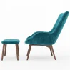 Armchair with Footrest - Upholstered in Velvet - Scandinavian Style - Huda image 7