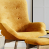 Buy Velvet upholstered armchair with footrest - Huda  Yellow 60097 in the Europe