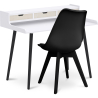 Buy Office Desk Table Wooden Design Scandinavian Style Thora + Premium Denisse Scandinavian Design chair with cushion Black 60114 - in the EU
