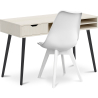 Buy Office Desk Table Wooden Design Scandinavian Style Beckett + Premium Denisse Scandinavian Design chair with cushion White 60115 - in the EU