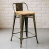 Bar Stool with Backrest - Industrial Design - Wood & Steel - 60cm - New Edition - Stylix image 7