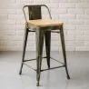 Bar Stool with Backrest - Industrial Design - Wood & Steel - 60cm - New Edition - Stylix image 7