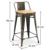 Bar Stool with Backrest - Industrial Design - Wood & Steel - 60cm - New Edition - Stylix image 7