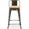 Bar Stool with Backrest - Industrial Design - Wood & Steel - 60cm - New Edition - Stylix image 7
