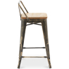 Buy Bar Stool with Backrest - Industrial Design - Wood & Steel - 60cm - New Edition - Stylix Metallic bronze 60125 at Privatefloor