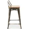 Bar Stool with Backrest - Industrial Design - Wood & Steel - 60cm - New Edition - Stylix image 7