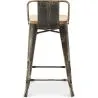 Bar Stool with Backrest - Industrial Design - Wood & Steel - 60cm - New Edition - Stylix image 7