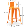 Buy Bar stool with small backrest  Stylix industrial design Metal- 60cm - New Edition Orange 60126 with a guarantee