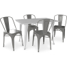 Buy Pack Dining Table and 4 Dining Chairs Industrial Design - New Edition- Bistrot Stylix Silver 60129 Home delivery