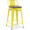 Buy Bar stool with small backrest  Stylix industrial design Metal and Dark Wood - 60 cm - New Edition Yellow 60133 - in the EU