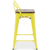 Buy Bar stool with small backrest  Stylix industrial design Metal and Dark Wood - 60 cm - New Edition Yellow 60133 at Privatefloor