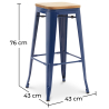 Buy Bar Stool - Industrial Design - Wood & Steel - 76cm - New Edition - Stylix Dark blue 60144 Home delivery