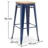 Bar Stool - Industrial Design - Wood & Steel - 76cm - New Edition - Stylix image 7