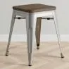 Industrial Design Bar Stool - Wood & Steel - 45cm - New Edition - Stylix image 7