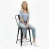 Bar Stool with Backrest - Industrial Design - 60cm - New Edition - Stylix image 7