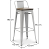 Buy Bar stool with small backrest  Stylix industrial design Metal and Dark Wood - 76 cm - New Edition Light grey 60150 with a guarantee