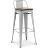 Buy Bar stool with small backrest  Stylix industrial design Metal and Dark Wood - 76 cm - New Edition Light grey 60150 - prices