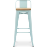 Buy Bar stool with small backrest Stylix industrial design Metal and Light Wood - 76 cm - New Edition Light blue 60152 - in the EU