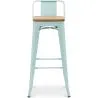 Bar Stool with Backrest - Industrial Design - Wood & Steel - 76cm - New Edition - Stylix image 7