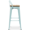 Buy Bar Stool with Backrest - Industrial Design - Wood & Steel - 76cm - New Edition - Stylix Light blue 60152 at Privatefloor