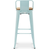 Buy Bar Stool with Backrest - Industrial Design - Wood & Steel - 76cm - New Edition - Stylix Light blue 60152 in the Europe