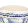 Buy Pouffe Stool in Boho Bali Style, Wood and Cotton - Josephine Bali Blue 60261 at Privatefloor