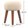 Buy Low Round Stool in Boho Bali Style, Wood and Canvas - Hiwal White 60282 with a guarantee