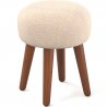 Buy Low Round Stool in Boho Bali Style, Wood and Canvas - Hiwal White 60282 - in the EU