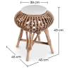 Buy Low Round Stool in Boho Bali Style, Rattan and Canvas - Lera White 60284 in the Europe