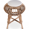 Buy Low Round Stool in Boho Bali Style, Rattan and Canvas - Lera White 60284 at Privatefloor